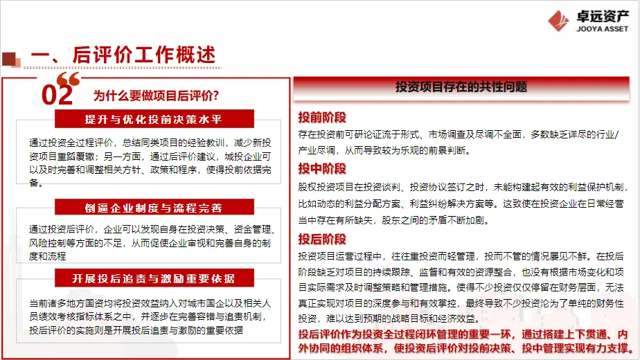 各类投资项目后评价思路及侧重点